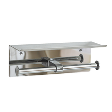 Load image into Gallery viewer, Stainless Steel Double Toilet Paper Holder Towel Roll Tissue Rack Storage Shelf