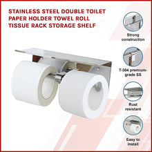 Load image into Gallery viewer, Stainless Steel Double Toilet Paper Holder Towel Roll Tissue Rack Storage Shelf