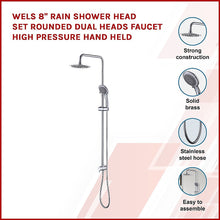 Load image into Gallery viewer, WELS 8" Rain Shower Head Set Rounded Dual Heads Faucet High Pressure Hand Held