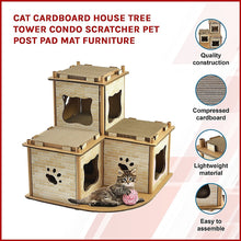 Load image into Gallery viewer, Cat Cardboard House Tree Tower Condo Scratcher Pet Post Pad Mat Furniture