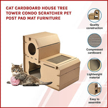Load image into Gallery viewer, Cat Cardboard House Tree Tower Condo Scratcher Pet Post Pad Mat Furniture