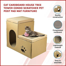 Load image into Gallery viewer, Cat Cardboard House Tree Tower Condo Scratcher Pet Post Pad Mat Furniture