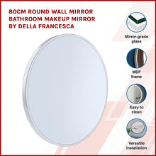 Load image into Gallery viewer, 80cm Round Wall Mirror Bathroom Makeup Mirror by Della Francesca