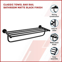 Load image into Gallery viewer, Classic Towel Bar Rail Bathroom Matte Black Finish