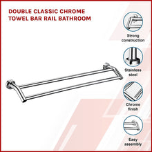 Load image into Gallery viewer, Double Classic Chrome Towel Bar Rail Bathroom
