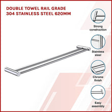 Load image into Gallery viewer, Double Towel Rail Grade 304 Stainless Steel 620mm