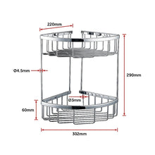 Load image into Gallery viewer, 2-Tier Corner Bathroom Basket Shelf Rail Rack