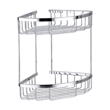 Load image into Gallery viewer, 2-Tier Corner Bathroom Basket Shelf Rail Rack