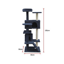 Load image into Gallery viewer, 132cm Cat Tree Scratching Post Scratcher Tower Condo House Furniture Wood - Grey