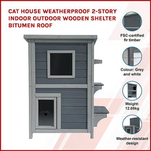 Load image into Gallery viewer, Cat House Weatherproof 2-Story Indoor Outdoor Wooden Shelter Bitumen Roof