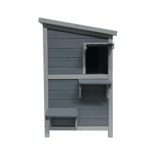 Load image into Gallery viewer, Cat House Weatherproof 2-Story Indoor Outdoor Wooden Shelter Bitumen Roof