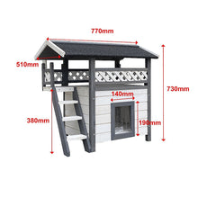 Load image into Gallery viewer, Cat House Weatherproof 2-Story Indoor Outdoor Wooden Shelter Bitumen Roof