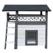 Load image into Gallery viewer, Cat House Weatherproof 2-Story Indoor Outdoor Wooden Shelter Bitumen Roof
