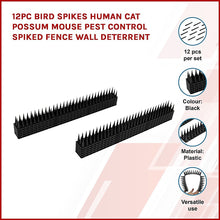 Load image into Gallery viewer, 12pc Bird Spikes Human Cat Possum Mouse Pest Control Spiked Fence Wall Deterrent