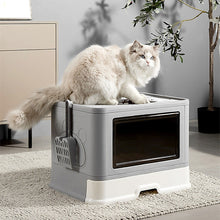 Load image into Gallery viewer, Jumbo Hooded Cat Litter Box Tray Pet Kitty Toilet for Large Cats w Hair Grooming