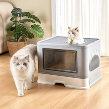 Load image into Gallery viewer, Jumbo Hooded Cat Litter Box Tray Pet Kitty Toilet for Large Cats w Hair Grooming