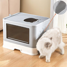 Load image into Gallery viewer, Jumbo Hooded Cat Litter Box Tray Pet Kitty Toilet for Large Cats w Hair Grooming