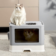 Load image into Gallery viewer, Jumbo Hooded Cat Litter Box Tray Pet Kitty Toilet for Large Cats w Hair Grooming