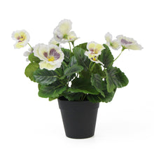 Load image into Gallery viewer, Mixed White Flowering Potted Artificial Pansy Plants 25cm