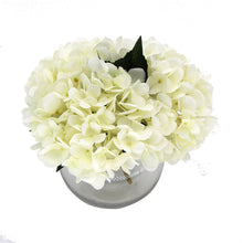 Load image into Gallery viewer, Premium Faux Hydrangea With Glass Vase (Artificial Flowering White Hydrangea) 23cm