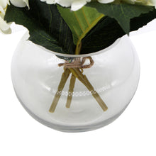 Load image into Gallery viewer, Premium Faux Hydrangea With Glass Vase (Artificial Flowering White Hydrangea) 23cm