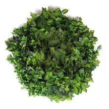 Load image into Gallery viewer, Slimline Artificial Green Wall Disc Art 80cm Mixed Green Fern & Ivy (White)