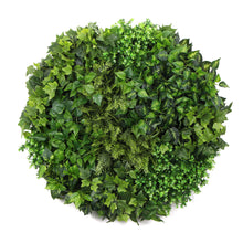 Load image into Gallery viewer, Slimline Artificial Green Wall Disc Art 90cm Mixed Green Fern (Black)