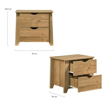Load image into Gallery viewer, Mica Wooden Bedside Table with 2 Drawers