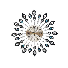 Load image into Gallery viewer, Artiss 60CM Peacock Wall Clock Large 3D Modern Crystal Luxury Round Wall Clocks Home Decor Black