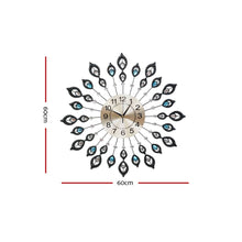 Load image into Gallery viewer, Artiss 60CM Peacock Wall Clock Large 3D Modern Crystal Luxury Round Wall Clocks Home Decor Black