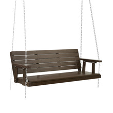Load image into Gallery viewer, Stylish Outdoor Wood Porch Swing Chair with Chain 3 Seater Bench Brown