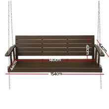 Load image into Gallery viewer, Stylish Outdoor Wood Porch Swing Chair with Chain 3 Seater Bench Brown