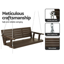 Load image into Gallery viewer, Stylish Outdoor Wood Porch Swing Chair with Chain 3 Seater Bench Brown