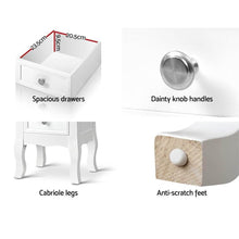 Load image into Gallery viewer, White French Bedside Table with 2 Drawers | Side Table | Sofa Table | Console Table-Artiss-The White Mall