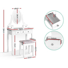 Load image into Gallery viewer, White Provincial Artiss Dressing Table Stool Set with Mirror & Storage-Dressing Table-The White Mall