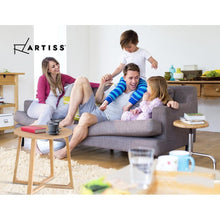 Load image into Gallery viewer, Wooden coffee table or bedside table, with family members around the couch.