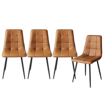 Load image into Gallery viewer, Levede 4x Dining Chairs Kitchen Chair Brown Faux Leather-1973194074588581888
