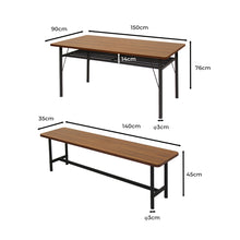 Load image into Gallery viewer, Levede 1x Dining Table +1x Bench Set Steel Home Kitchen Farmhouse Brown-1973193809990914050
