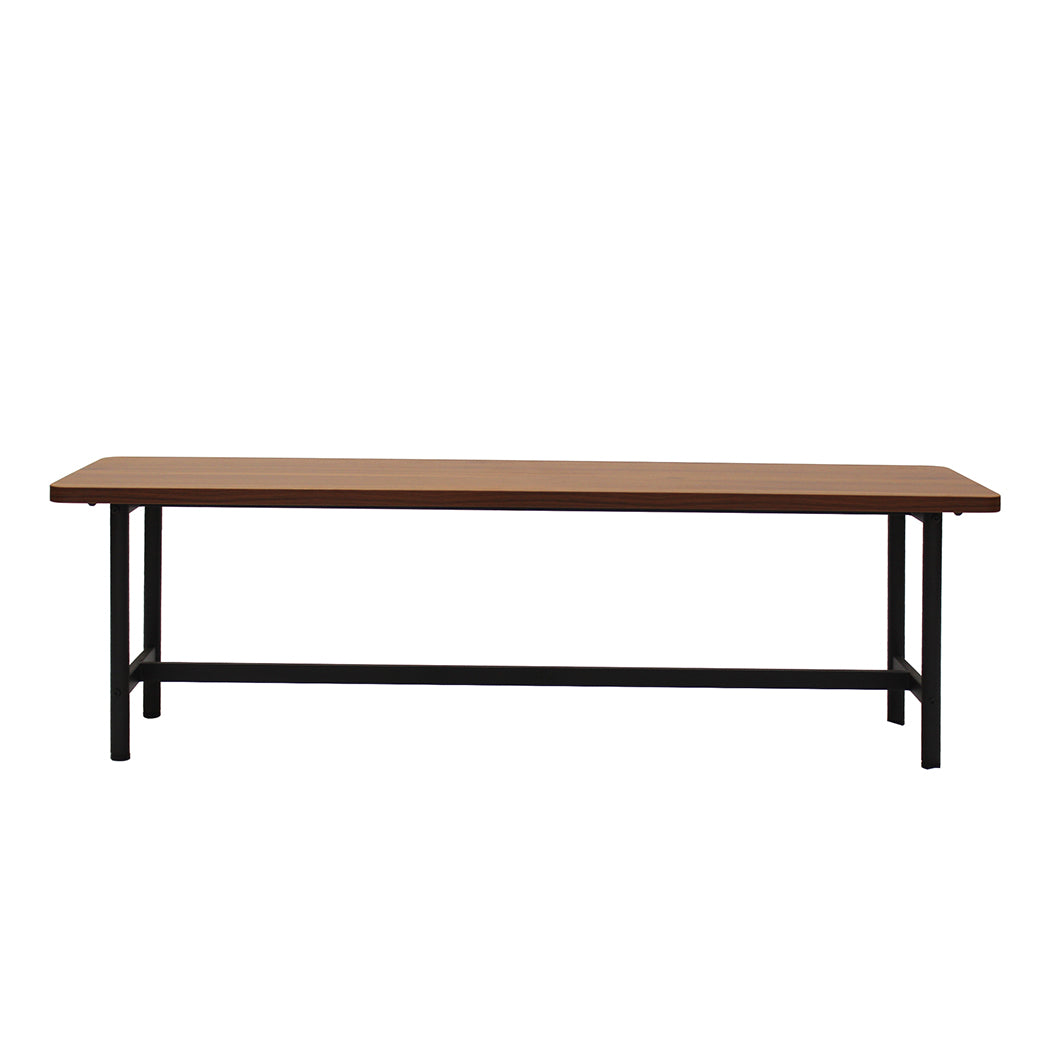 Levede 1x Dining Table +1x Bench Set Steel Home Kitchen Farmhouse Brown-1973193809990914049