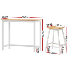 Load image into Gallery viewer, Artiss Bar Table and Stools Set Dining Desk Solid Wood Kitchen Chairs Cafe Pub
