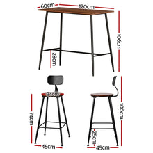 Load image into Gallery viewer, Artiss Bar Table and Stools Set Dining Desk Kitchen Chairs Cafe Pub
