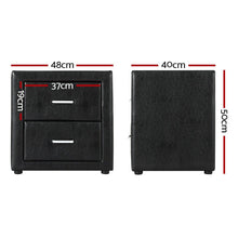 Load image into Gallery viewer, Artiss 2X Bedside Table 2 Drawers Side Table Leather - CADEN Black - The White Mall
