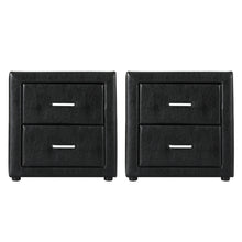 Load image into Gallery viewer, Artiss 2X Bedside Table 2 Drawers Side Table Leather - CADEN Black - The White Mall
