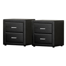 Load image into Gallery viewer, Artiss 2X Bedside Table 2 Drawers Side Table Leather - CADEN Black - The White Mall

