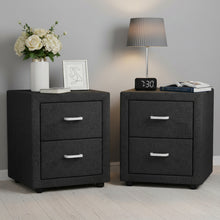 Load image into Gallery viewer, Artiss 2X Bedside Table 2 Drawers Fabric - CADEN Charcoal
