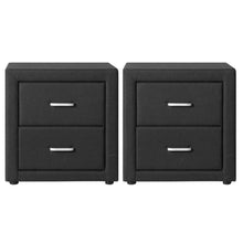 Load image into Gallery viewer, Artiss 2X Bedside Table 2 Drawers Fabric - CADEN Charcoal
