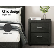 Load image into Gallery viewer, Artiss 2X Bedside Table 2 Drawers Fabric - CADEN Charcoal
