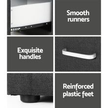 Load image into Gallery viewer, Artiss 2X Bedside Table 2 Drawers Fabric - CADEN Charcoal
