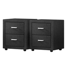 Load image into Gallery viewer, Artiss 2X Bedside Table 2 Drawers Fabric - CADEN Charcoal
