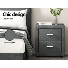 Load image into Gallery viewer, Artiss Bedside Table 2 Drawers Fabric - CADEN Grey
